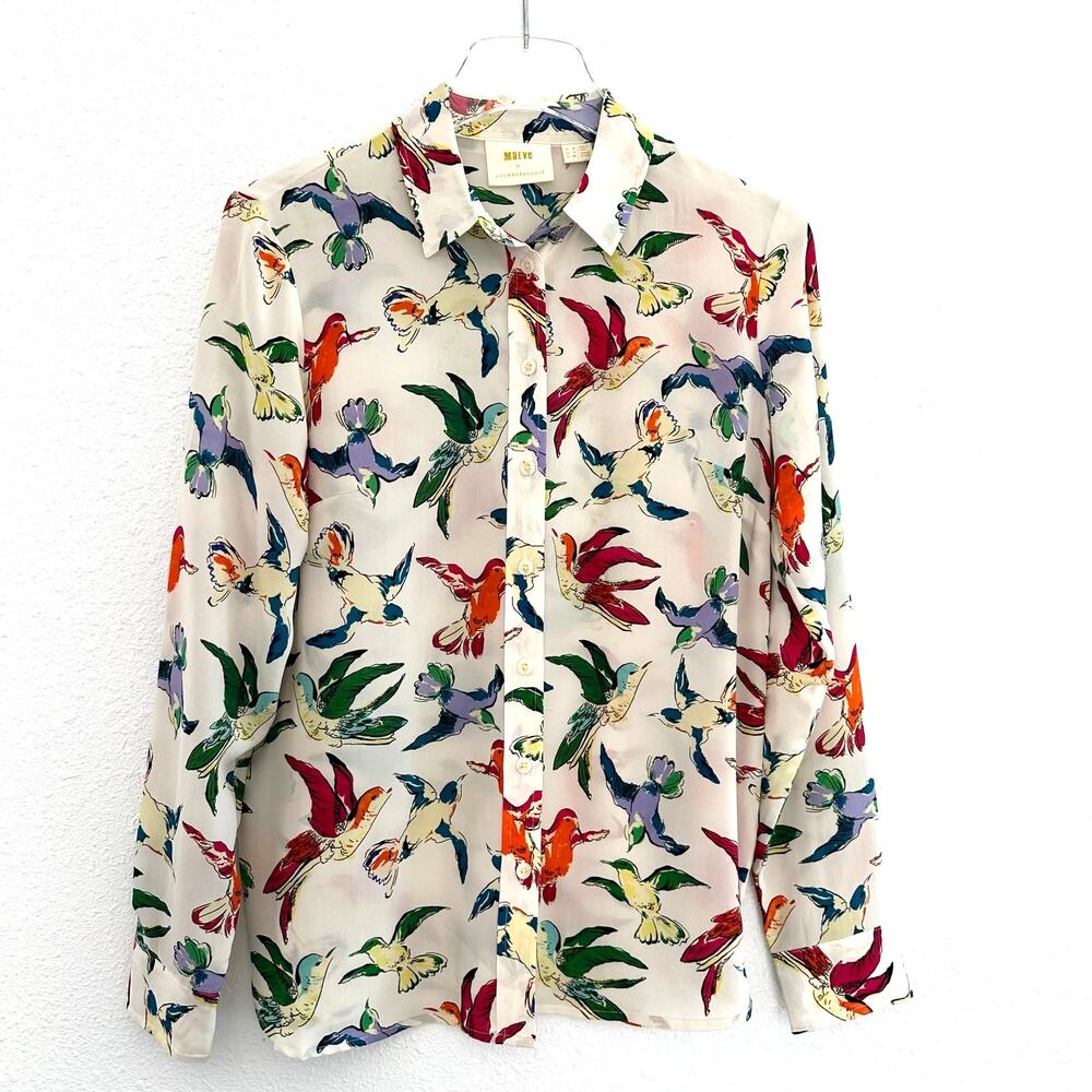Maeve Multicolor Bird Print Button Down Shirt